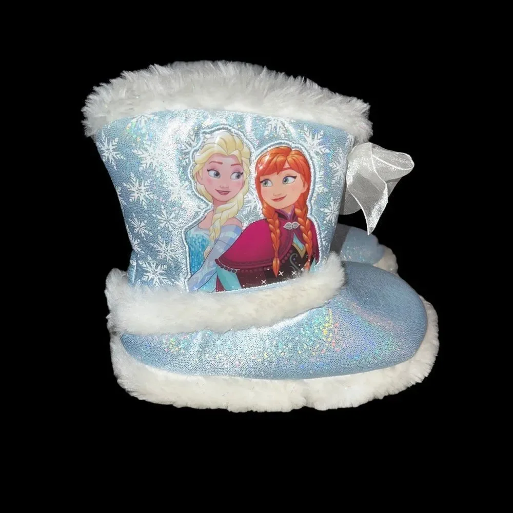 Disney Frozen slippers in blue with faux‎ fur lining girl’s size 7/8